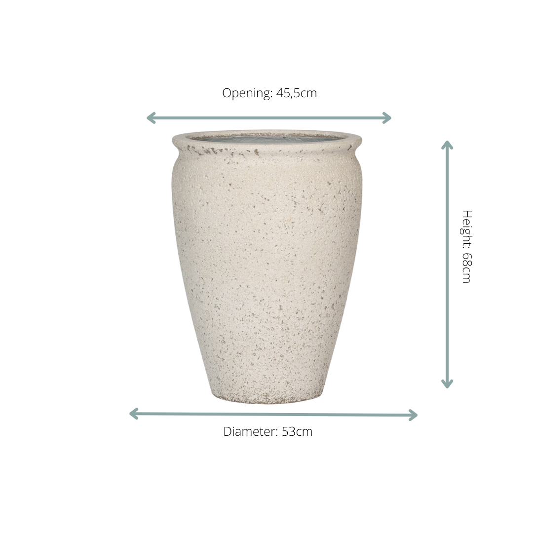 Pflanztopf Artemis Chalk White – D53xH68cm – Großer, eleganter Blumentopf in Weiß – Optik – Wetterfester Pflanzkübel aus robustem Kunststoff – Plant
