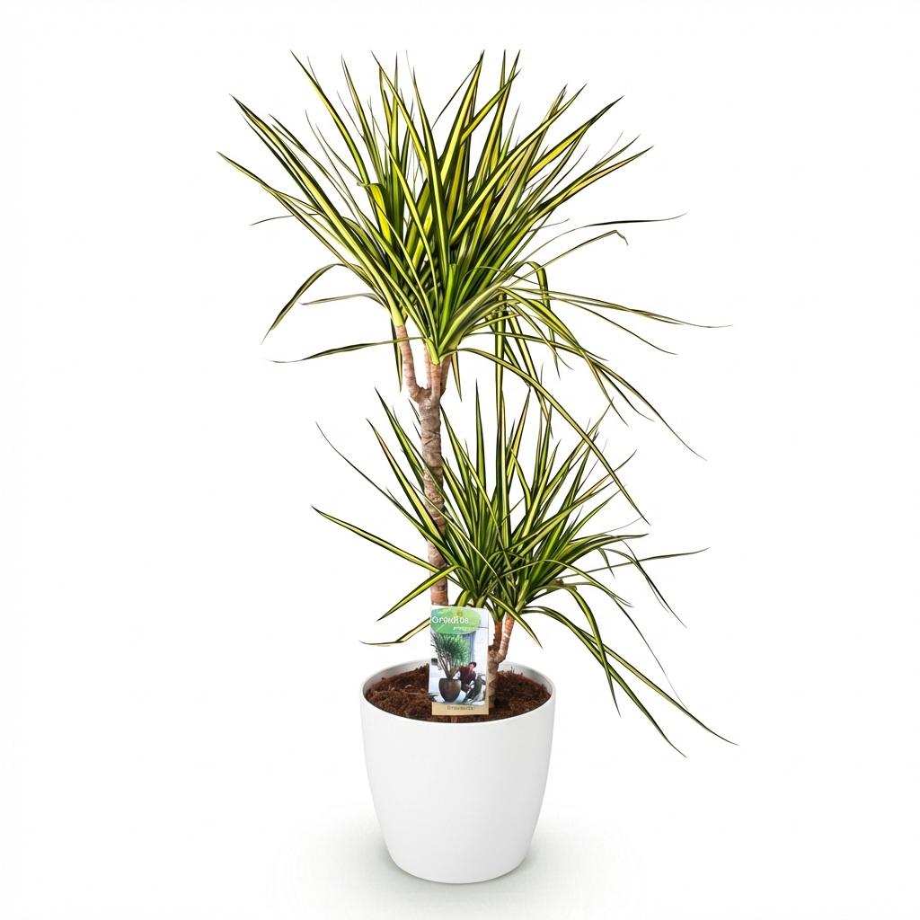 Dracaena Sunray Pflanze Mit Weißem Topf Ø21cm Höhe ca.90-100cm Drachenbaum Grün Gelb Pflegeleicht Großpflanze Für Wohnzimmer Büro & Empfangsbereich