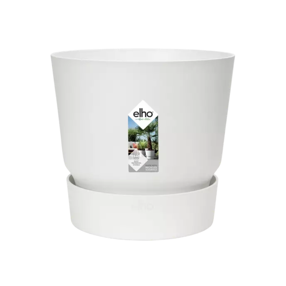 Pflanztopf Greenville Round – Weiß – Ø30cm – Mit integriertem Wasserspeicher – Aus recyceltem Kunststoff – Wetterfest & langlebig – Plant