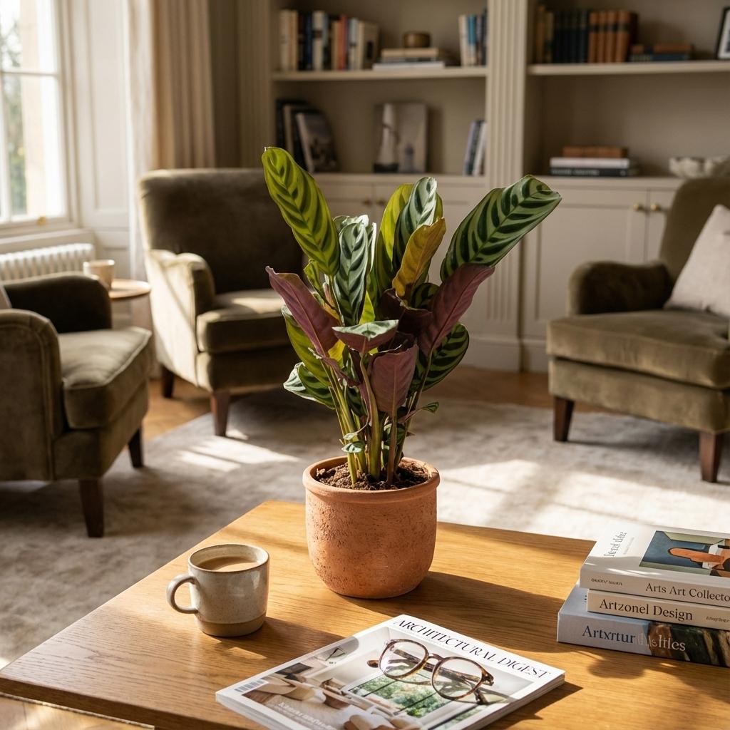 Korbmarante Ctenanthe Burle – Marxii Ø14cm Höhe35-40cm – Gebetspflanze mit Fischgrätenmuster – Zimmerpflanze für Wohnraum & Büro – Plant