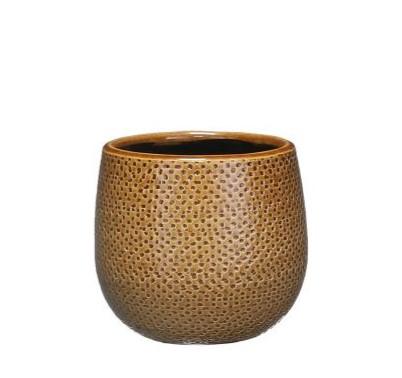 Topf Gabriel Rund Oker – Ø14cm – Moderner Blumentopf für Zimmerpflanzen, Kräuter & Deko – Warmes Ockergelb – Vielseitig einsetzbar für Innen & Außen – Plant