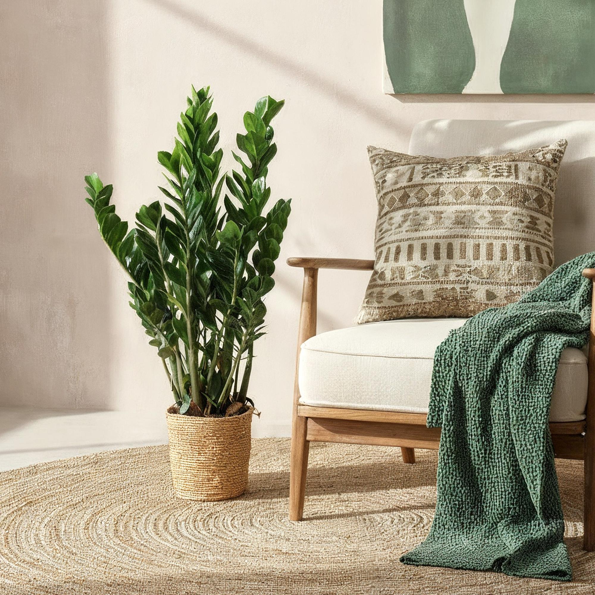 Zamioculcas – ZZ – Pflanze 80-90cm – 21cm – Pflegeleichte robuste Zimmerpflanze – Tiefgrüne glänzende Blätter – Plant