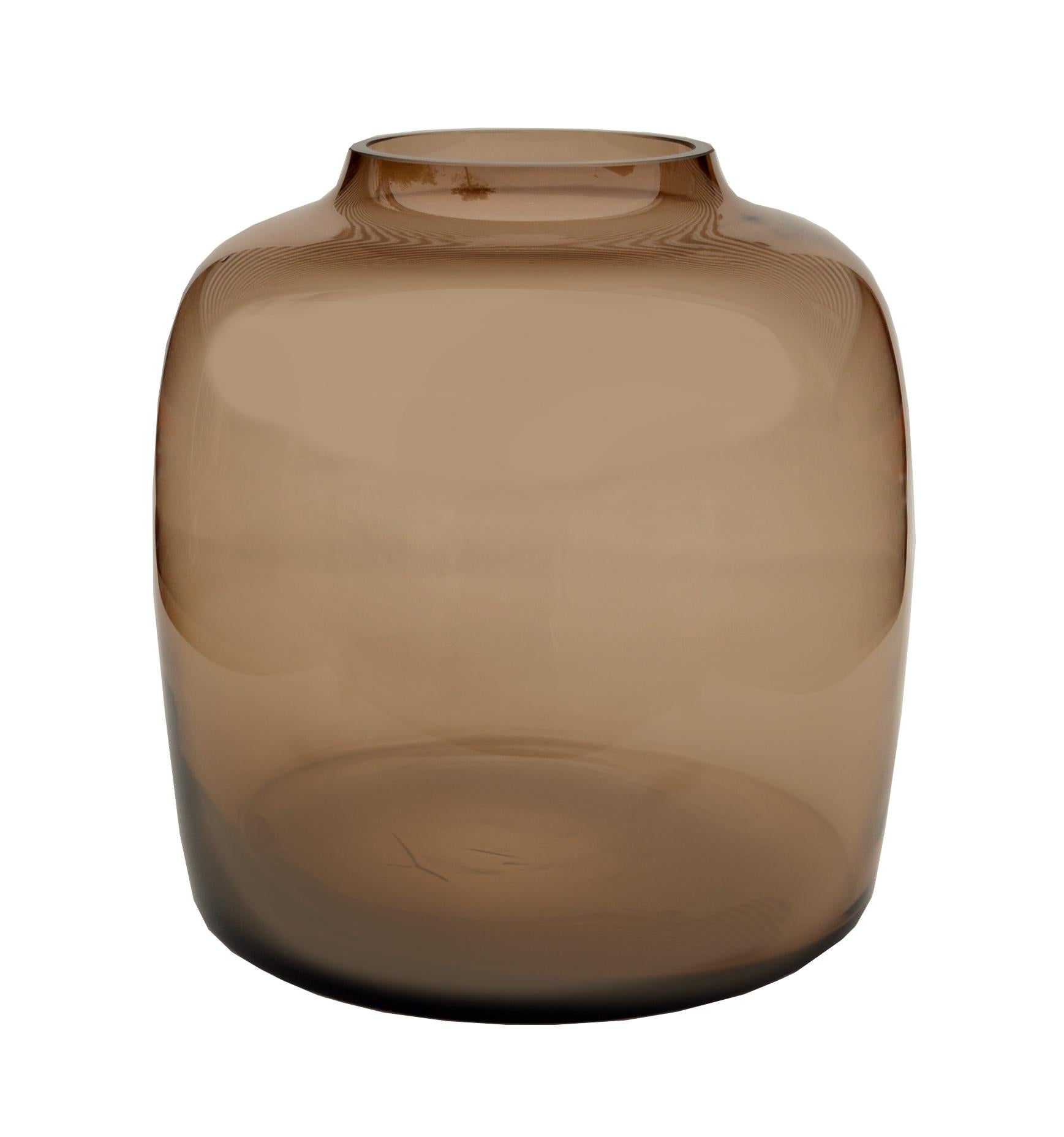 Vase Glas Bartica Taupe – Größe M – H25cm x W25cm – Robuste & elegante Glasvase – Mundgeblasen & dekorativ – Plant