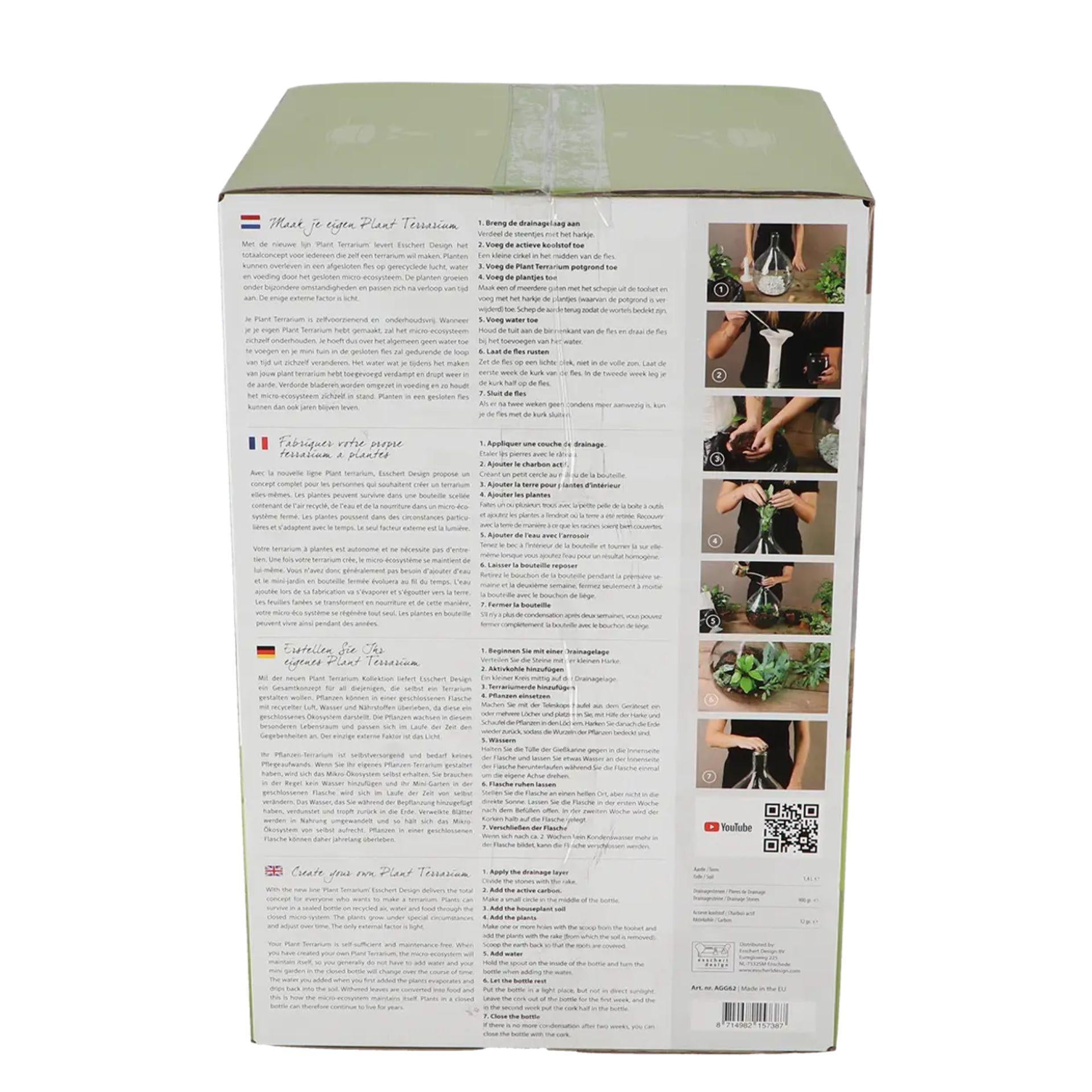 DIY Flaschengarten Set 5L – Geschlossenes Pflanzen – Ökosystem im Glas mit Kork – Komplettes Set in Geschenkbox – Substrat, Werkzeug & Anleitung – Standard