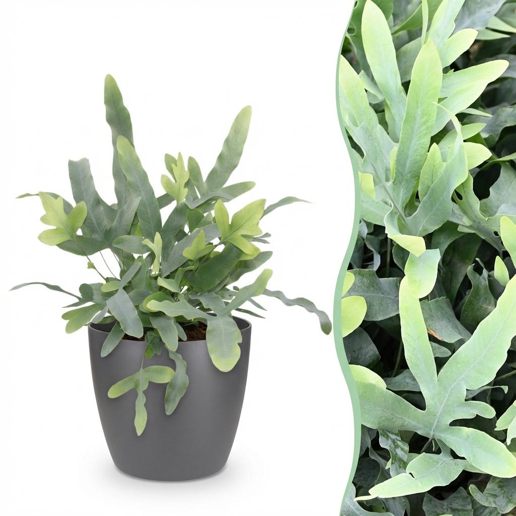 Phlebodium aureum Blue Star Pflanze Mit Grauem Topf Ø12cm Höhe ca.25cm Blauer Farn Haustierfreundlich Pflegeleicht Für Zimmer Büro & Schlafzimmer
