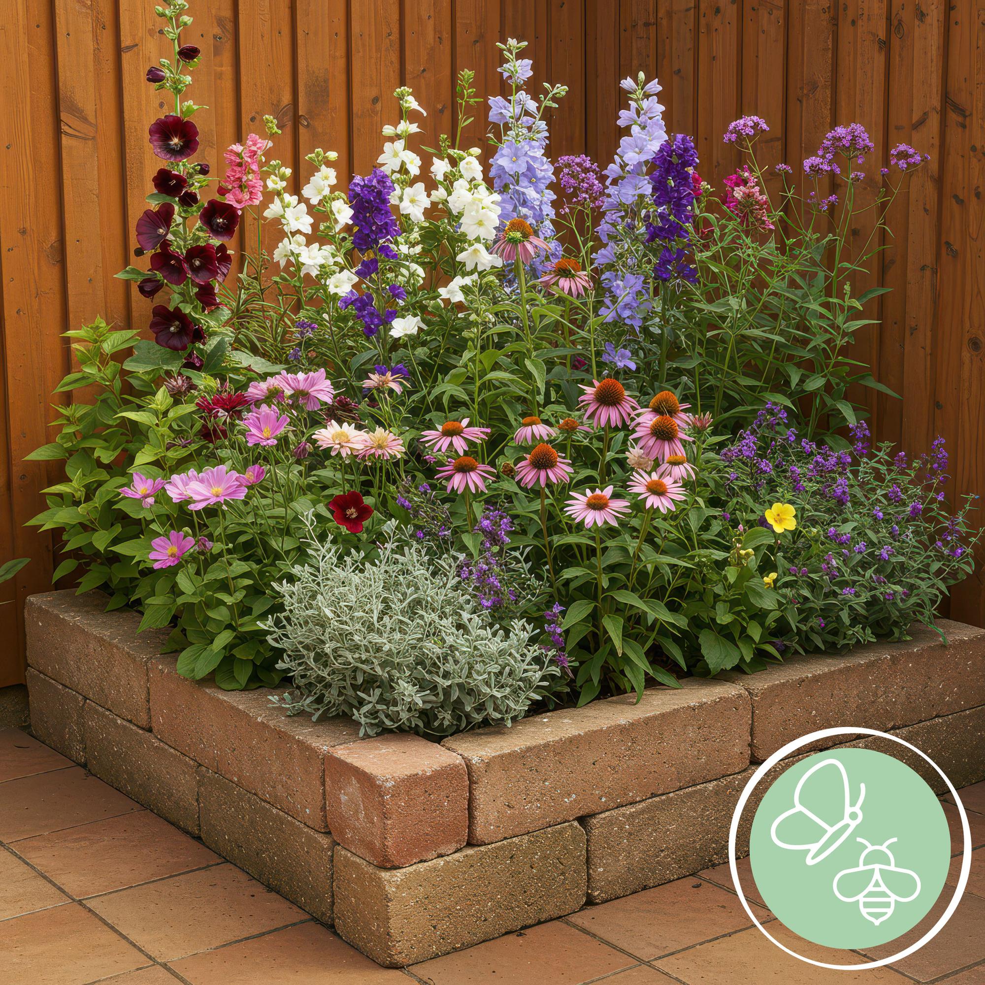Staudenset für Bienen & Schmetterlinge – 6 mehrjährige Gartenstauden für 1m² – Ø11cm – Echinacea, Rittersporn, Stockrose & Prachtkerze – Plant