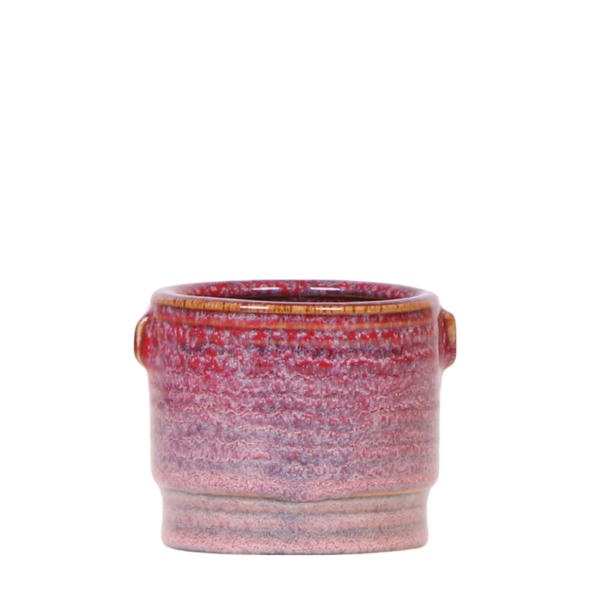 Aura Pflanztopf – Ø6cm – Retro Übertopf im Bold Seventies Stil – Keramik Blumentopf mit Henkeln – Mini – Blumentopf für Orchideen & Grünpflanzen – Plant