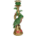 Kerzenständer Bunter Vogel 33,5cm – Polyresin – Kerzenhalter Grün – Verspieltes Wohnaccessoire & dekorativer Vogel – Kerzenleuchter – Plant