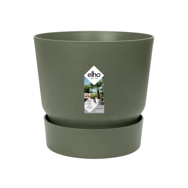 Pflanztopf Greenville Rund Blattgrün – D20cm x H18cm – Blumentopf mit Wasserspeicher – Für Innen & Außen – Aus recyceltem Kunststoff – Mattgrün – Plant