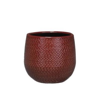 Blumentopf Gabriel – Bordeaux – Ø14cm – Runder Keramik Pflanztopf in glänzender Optik – Modern & elegant – Plant
