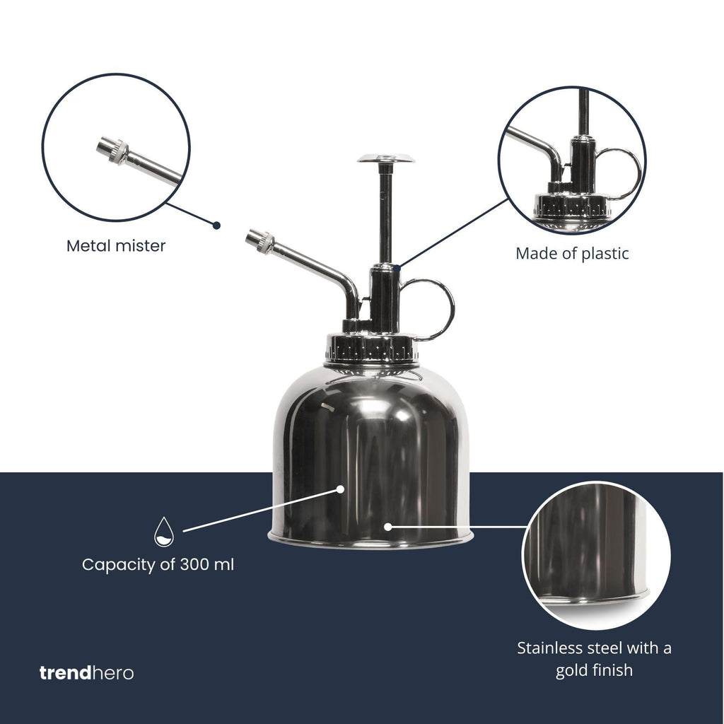 Pflanzensprüher Silber 300ml – Edelstahl – Zimmersprüher für Pflanzen, Kräuter & Terrarien – Plant