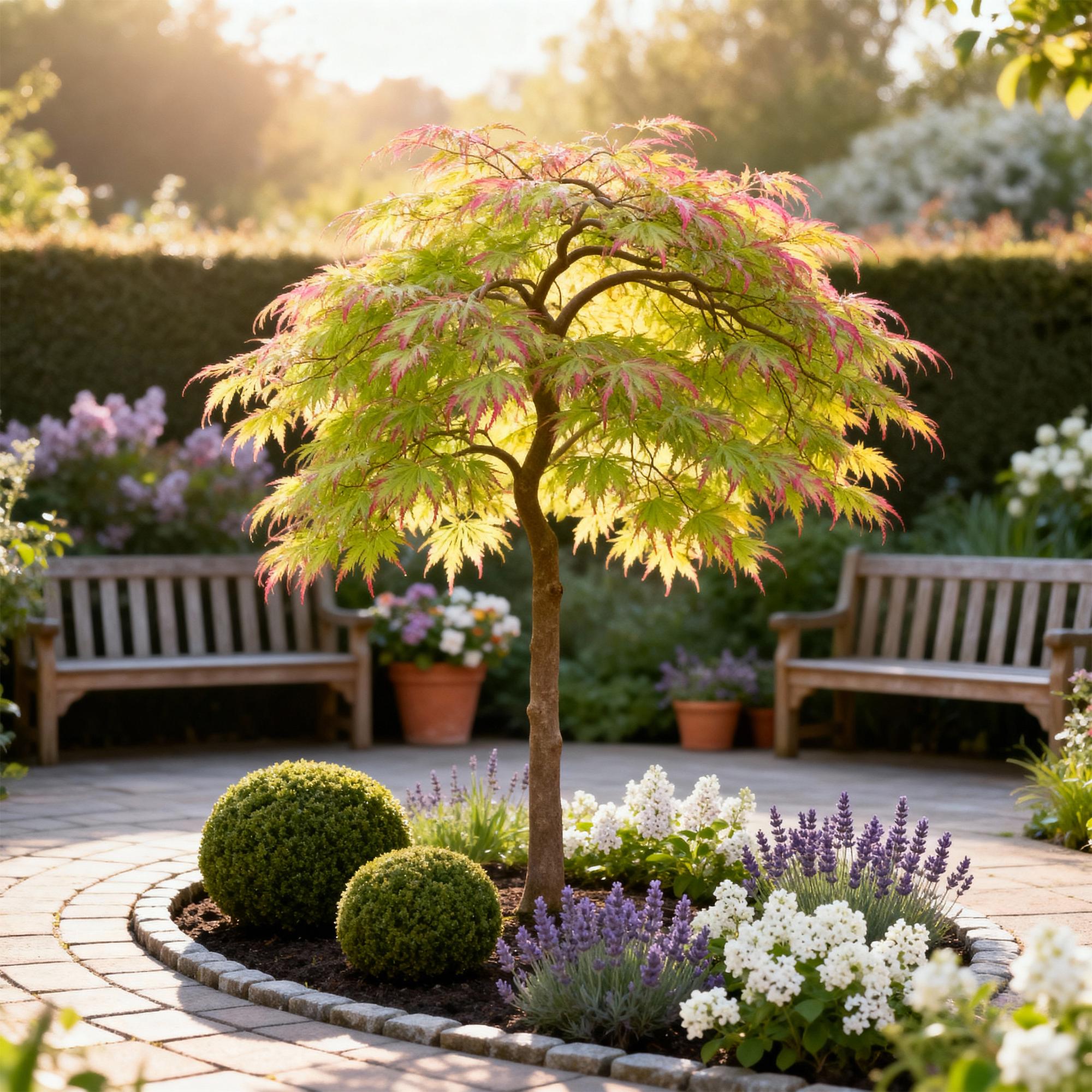 Acer palmatum Little Princess – 3 Pflanzen – 12cm – Höhe ca. 35cm – Laubabwerfender Japanischer Ahorn mit zartem Grün & intensiver Herbstfärbung