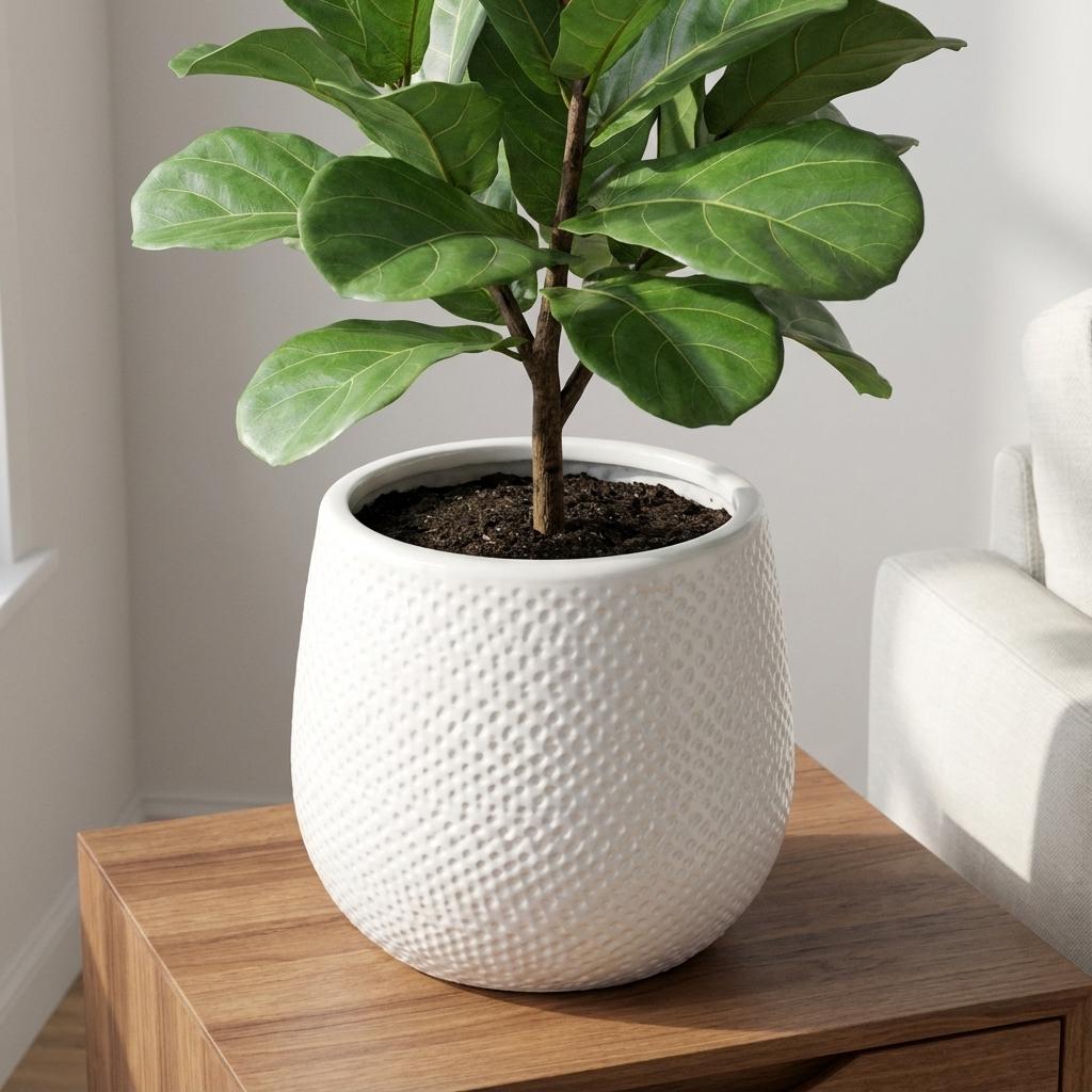 Topf Gabriel Rund Weiß – D14cm – Moderner Keramik Blumentopf – Zeitloser Übertopf für Zimmerpflanzen – Elegant & vielseitig für Wohnraum Balkon & Büro – Plant