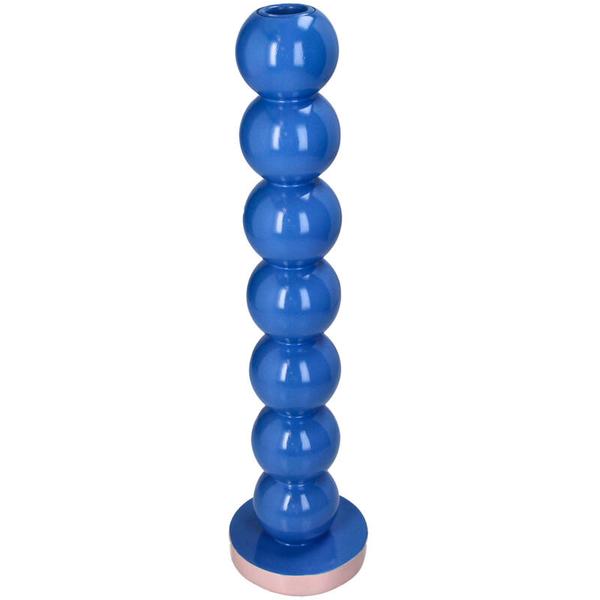 Kerzenständer Smiley – Blaue Kugeln – 9x9x36cm – Dekorativer Kerzenhalter – Gute – Laune – Design – Plant
