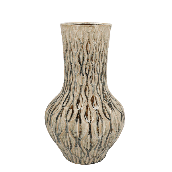 Vase Stein Boa Grün – H39xB23cm – Große Keramikvase in edler Steinoptik – Dekovase für Trockenblumen & Kunstpflanzen – Plant