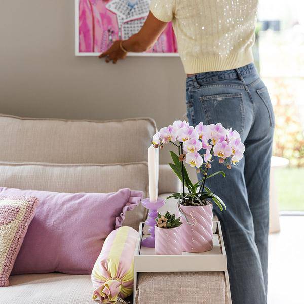Candy Dekotopf – Hoch – Rosa – Ø9cm – Keramik Übertopf – Runde Form – Farbenfrohes Design – Für Zimmerpflanzen & Orchideen – Plant
