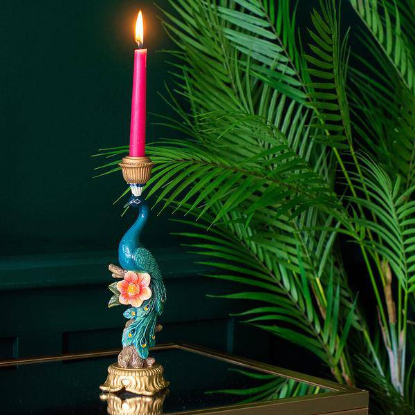 Kerzenständer Peacock Multi – Bunte Dekoration – 29cm Höhe – Eleganter Kerzenhalter für Innen & Außen – Stilvolles Ambiente mit farbenfrohem Design – Plant