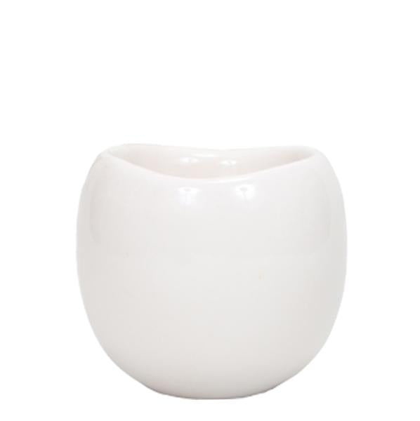Blumentopf Bowl – Weiß – Keramik – Ziertopf Ø9cm – Handgefertigter Übertopf mit Wellenrand – Für Zimmerpflanzen & Sukkulenten – Plant