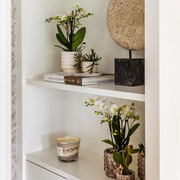 Dekotopf Marmor – Hell – Ø6cm – Eleganter Keramik Blumentopf in Marmoroptik – Zeitloses Design – Für Mini-Pflanzen, Sukkulenten & Kakteen – Plant