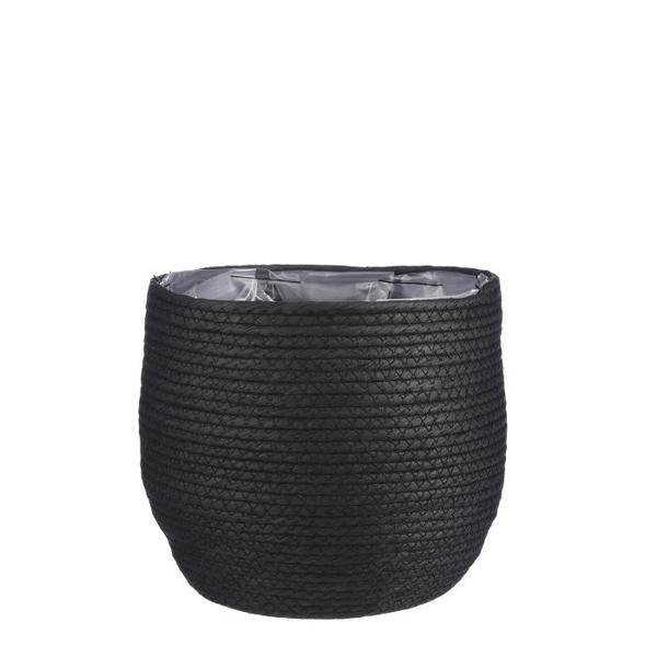Korb Jorck – Schwarz – Ø26cm – Dekokorb aus Naturmaterial – Plant