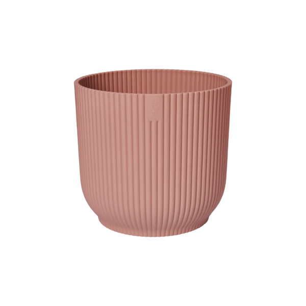 Pflanztopf Vibes Fold – Rosa – D14cm x H13cm – Blumentopf mit Rillenstruktur – Mit Wasserablauf – Übertopf aus Kunststoff für Zimmerpflanzen – Plant