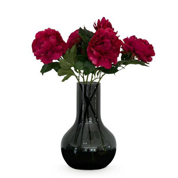Künstliche Blumenstrauß Pfingstrosen Dunkelrosa – 5 Stück je 65cm – Realistische Kunstblumen – Eleganter Deko Blumenstrauß – Plant