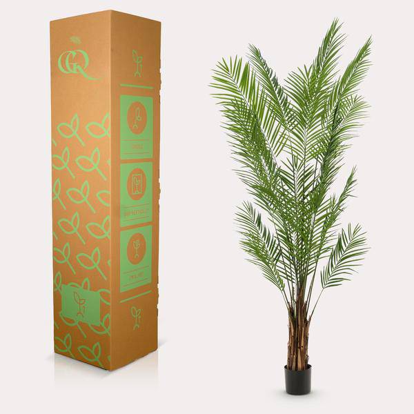Areca Lutescens Goldpalme – Künstliche Zimmerpflanze – Tropische Palme 240cm – pflegeleichte Dekoration für Wohnzimmer, Büro & Innenräume – Plant