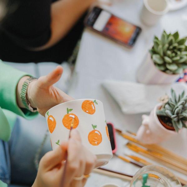 DIY Blumentopf – Bemalset mit Sukkulenten – Malset für 4 Personen – Inkl. 4 Deko – Töpfe, 4 Mini – Sukkulenten, 24 Farben & Pinsel – Set – Plant