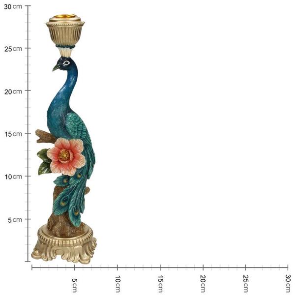 Kerzenständer Peacock Multi – Bunte Dekoration – 29cm Höhe – Eleganter Kerzenhalter für Innen & Außen – Stilvolles Ambiente mit farbenfrohem Design – Plant
