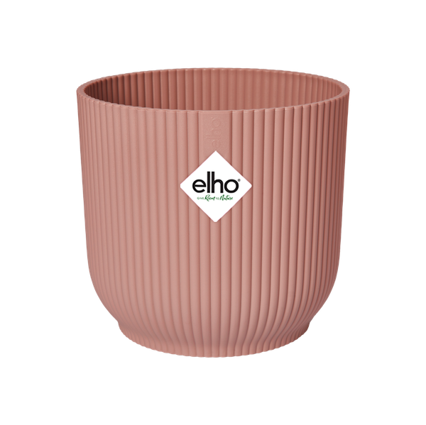 Pflanztopf Vibes Fold – Rosa – D14cm x H13cm – Blumentopf mit Rillenstruktur – Mit Wasserablauf – Übertopf aus Kunststoff für Zimmerpflanzen – Plant