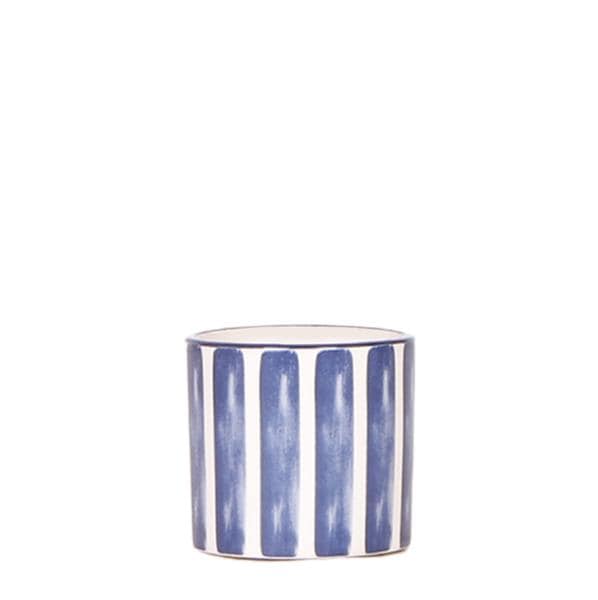 Ziertopf Painted Stripe – Blau – Ø6cm – Keramiktopf mit Streifenmuster – Stilvolles Wohnaccessoire für kleine Zimmerpflanzen, Sukkulenten & Kakteen – Plant