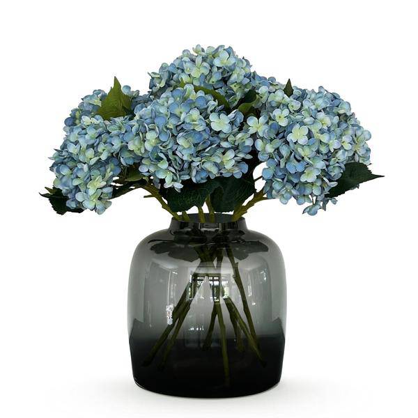 Künstliche Blumenstrauß Hortensien Blau – 8 Zweige je 52cm – Realistische Kunstblumen – Zeitloser Deko Blumenstrauß – Plant