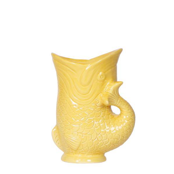 Dekotopf Fish – Gelb – Ø9cm – Keramik Blumentopf in Fischform – Glänzende Oberfläche – Für Sukkulenten, Zimmerpflanzen & Kräuter – Plant