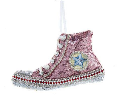 Weihnachtsbaumkugel Rosa Turnschuh – 3D Resin Design – Strahlend weiße Deko Kugel mit detailreichem Sneaker – Motiv – Plant