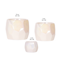 Kombi – Angebot Perlen Travertin Töpfe – 3er – Set Ø6/9/12cm – stilvolle Keramik – Pflanzgefäße für Orchideen, Sukkulenten & Zimmerpflanzen – Plant