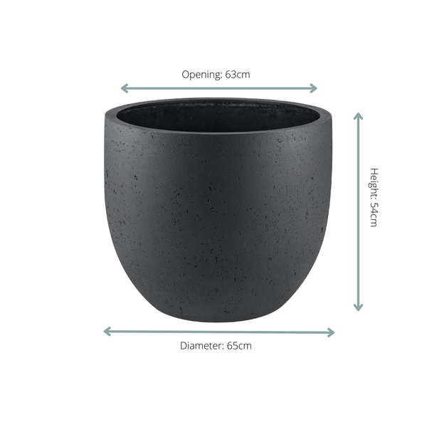 Pflanztopf Grigio New Egg – Anthrazit – D65cm x H54cm – Extra großer Blumentopf in Betonoptik – Mit Wasserablauf – Fabien Design – Plant