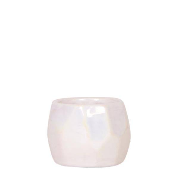 Perlentopf Travertin – Ø6cm – Keramik Blumentopf mit glänzender Oberfläche – Dekotopf für kleine Pflanzen, Sukkulenten & Kräuter – Elegant & modern – Plant
