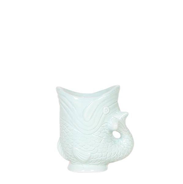 Dekotopf Fish – Türkis – Ø6cm – Keramik Blumentopf in Fischform – Glänzende Oberfläche – Für Sukkulenten & Mini-Pflanzen – Plant