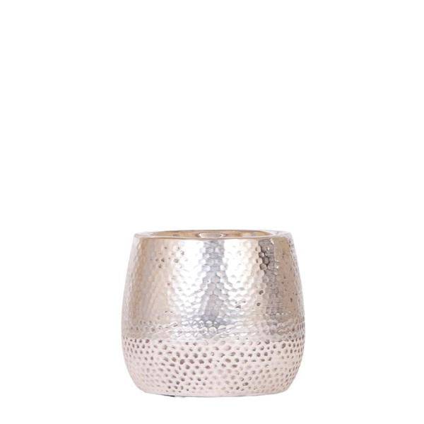 Blumentopf Elite Silber – Ø9cm – Glänzender Keramik Übertopf – Dekorativer Pflanztopf für Zimmerpflanzen – Keramiktopf für stilvolle Innendeko – Plant