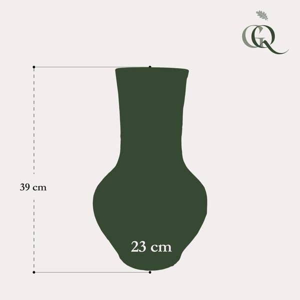Vase Stein Boa Grün – H39xB23cm – Große Keramikvase in edler Steinoptik – Dekovase für Trockenblumen & Kunstpflanzen – Plant
