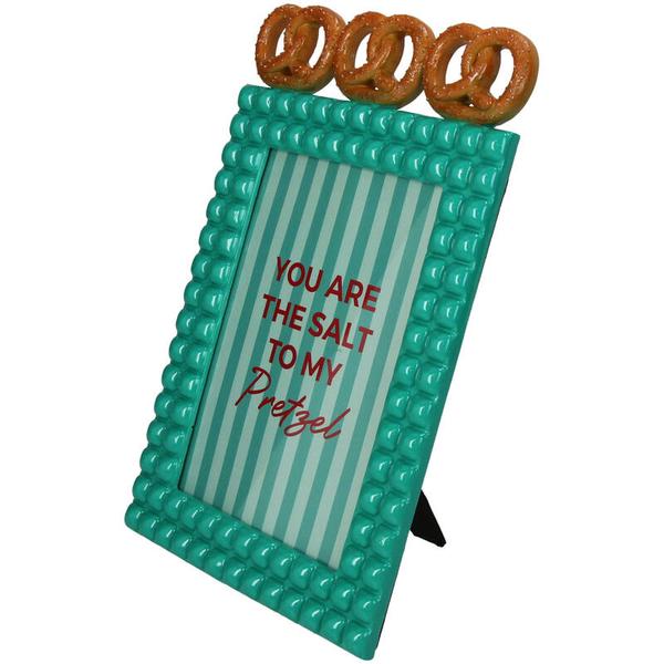 Bilderrahmen Pretzel – Polyresin – Türkis – 13x18cm – Verspieltes Brezel – Design – Kreative Foto – Deko für Zuhause – Plant