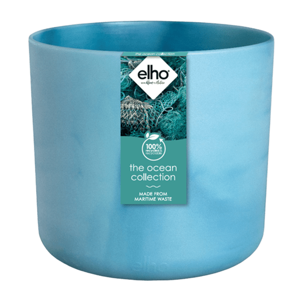 Pflanztopf Ocean Atlantikblau D18xH17 – Nachhaltiger Blumentopf aus Ozean – inspiriertem Recyclingmaterial – Mit Drainageloch – Plant