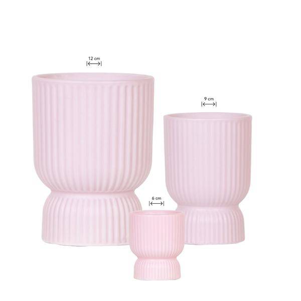 Kombi-Angebot Diabolo Topf – Rosa – 3er-Set Ø6cm, Ø9cm & Ø12cm – Moderne Dekotöpfe im zeitlosen Design – Pflanzentöpfe für Zimmerpflanzen, Sukkulenten & Kakteen – Plant