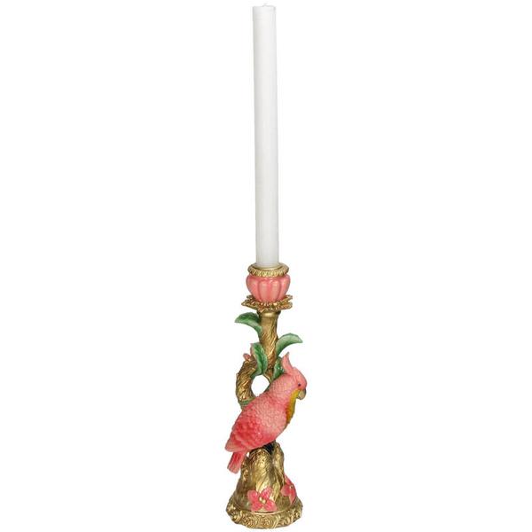 Kerzenständer Pink Parrot – Rosa Vogel – 9x8x28cm – Dekorativer Kerzenhalter im verspielten Design – Für Stabkerzen – Wohnaccessoire – Plant