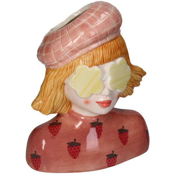 Vase Girl Strawberry – Pink Tontopf – ↑24cm – Verspielte Deko – Vase – Für Blumen & Wohnraum – Charmantes Design – Plant