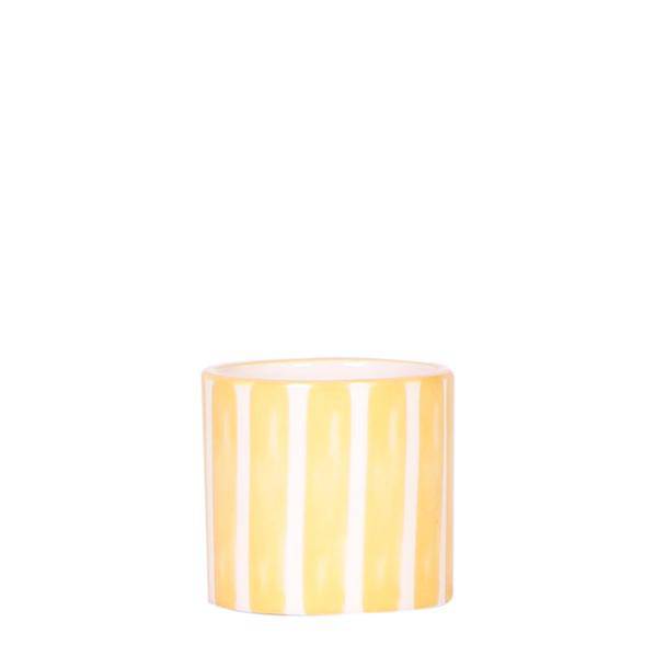 Ziertopf Painted Stripe – Gelb – Ø6cm – Keramiktopf mit Streifenmuster – Pflanzentopf für Sukkulenten, Kakteen & kleine Zimmerpflanzen – Plant