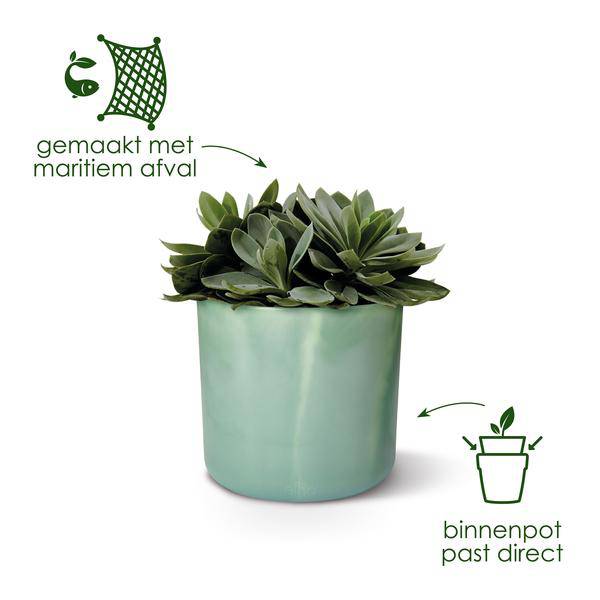 Pflanztopf Ocean Atlantikblau D18xH17 – Nachhaltiger Blumentopf aus Ozean – inspiriertem Recyclingmaterial – Mit Drainageloch – Plant