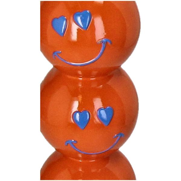 Kerzenhalter Smiley – Polyresin – Orange – 9x9x26,5cm – Fröhlicher Deko – Kerzenständer – Für Innenbereiche – Verspieltes Design für Zuhause – Plant