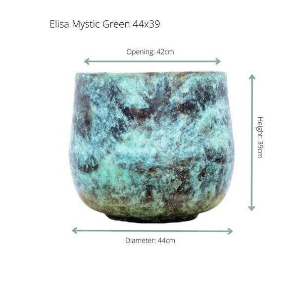 Topf Elisa Mystisch Grün – Ø44cm x H39cm – dekorativer Pflanzkübel für drinnen und draußen – modernes Design – Plant