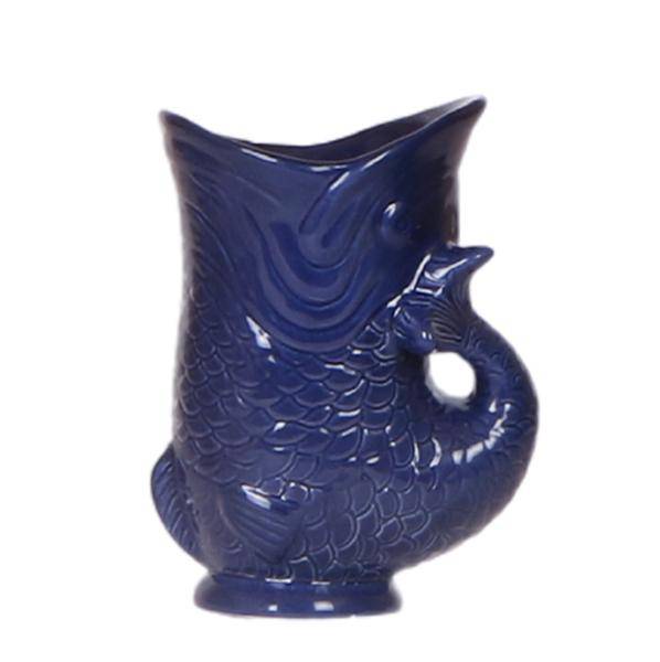 Fisch Topf – Blau – Ø9cm – Keramik Ziertopf in Fisch – Optik – Blumentopf für Sukkulenten, Kakteen & kleine Zimmerpflanzen – Plant